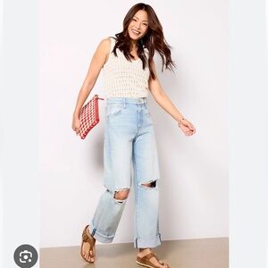 Kut from the Kloth Distressed Light Blue Boyfriend Jeans